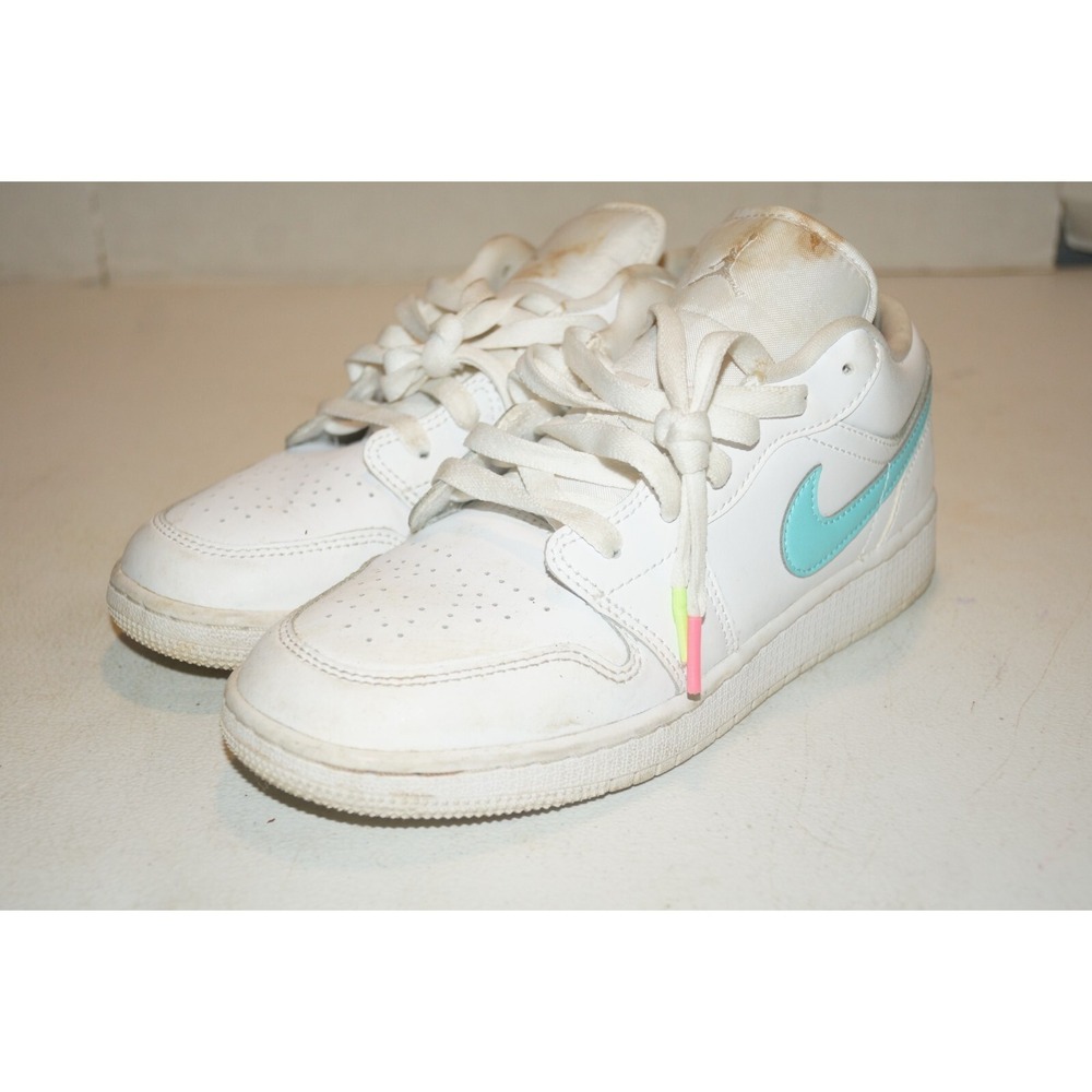Nike Air Jordan Retro 1 Low GS White Neon CW7035-100 Size 6Y